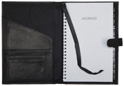 Black Leather Writing Journal with Spiral Address Book